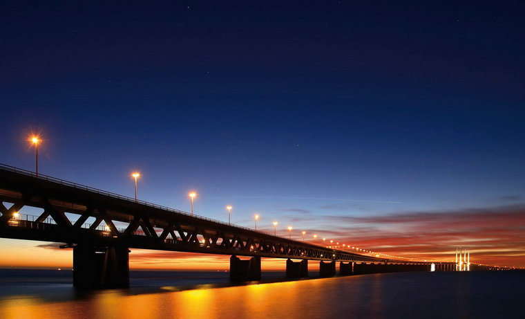 Эресуннский мост. Вид вечером