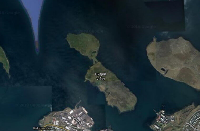 Вид из космоса на остров Видей