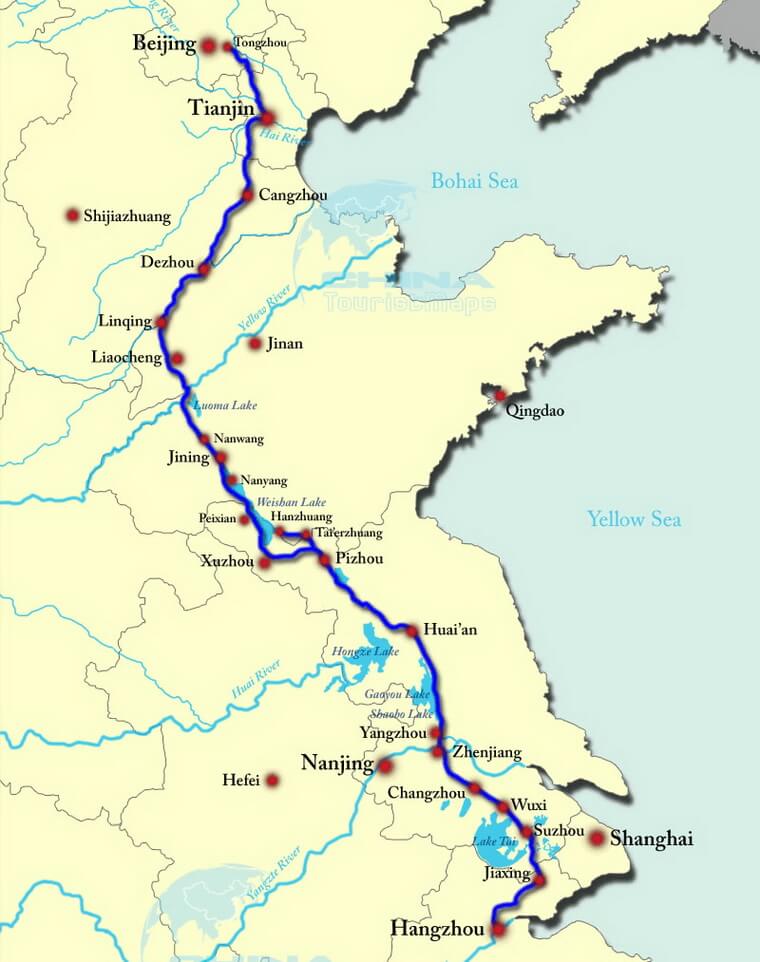 Схема великого канала в Китае